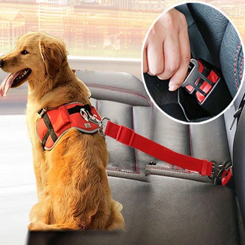 Adjustable Pet Seat Belt – Safety Harness Lead Clip for Dogs & Cats