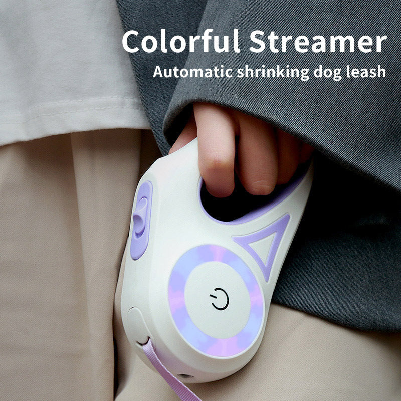 LED Retractable Dog Leash + Collar for Small & Medium Dogs – One-Hand Brake & Free Movement