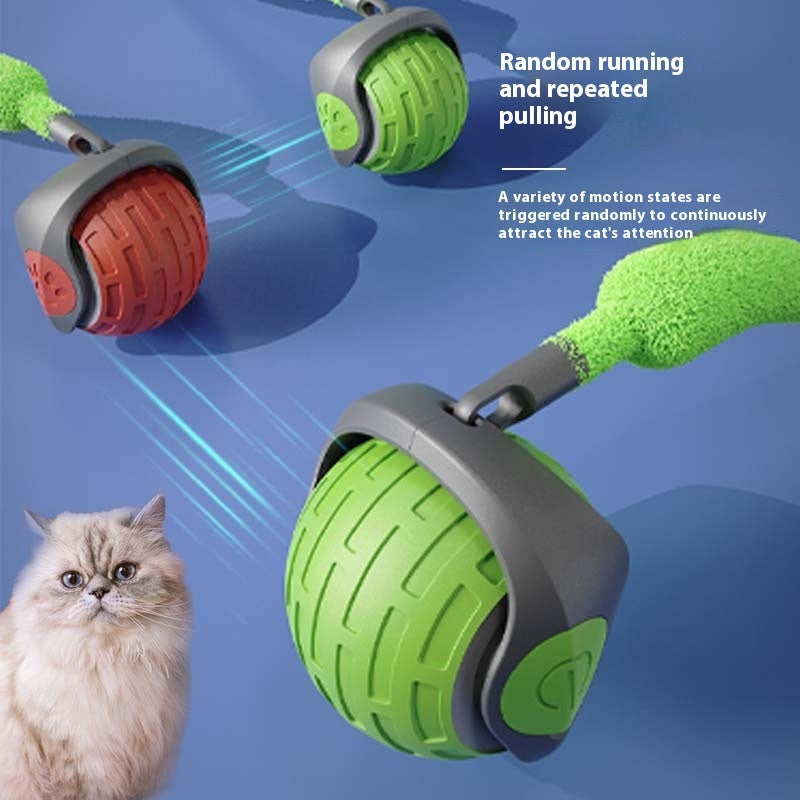 Interactive Cat Ball Toy with Feather, Motion Activated Automatic Cat Toys, USB Rechargeable Toys.
