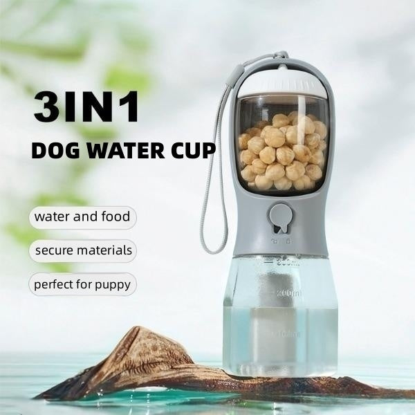 3-in-1 Dog Travel Cup — Water, Food & Waste Bag Combo