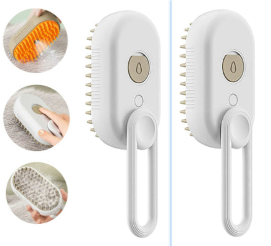 3-in-1  Steam Pet Brush — Spray, Massage & De-Shedding Tool