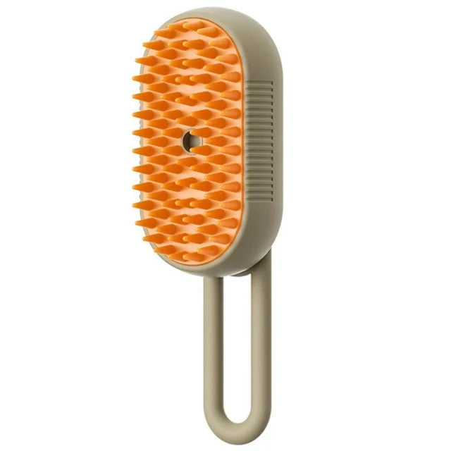 3-in-1  Steam Pet Brush — Spray, Massage & De-Shedding Tool